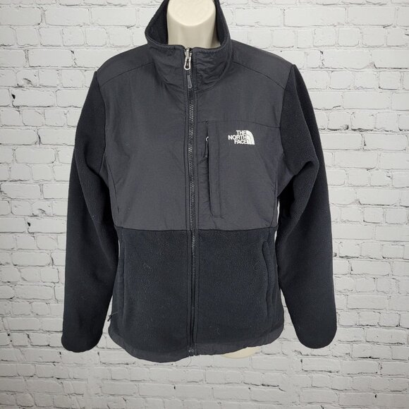 The North Face Black Polartec Fleece Nylon Full Zip Mock Neck Jacket Medium M - Picture 1 of 16
